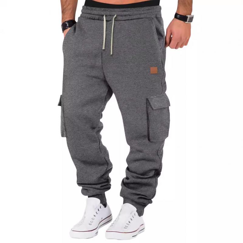 men's-solid-color-sports-multi-pocket-sweatpants