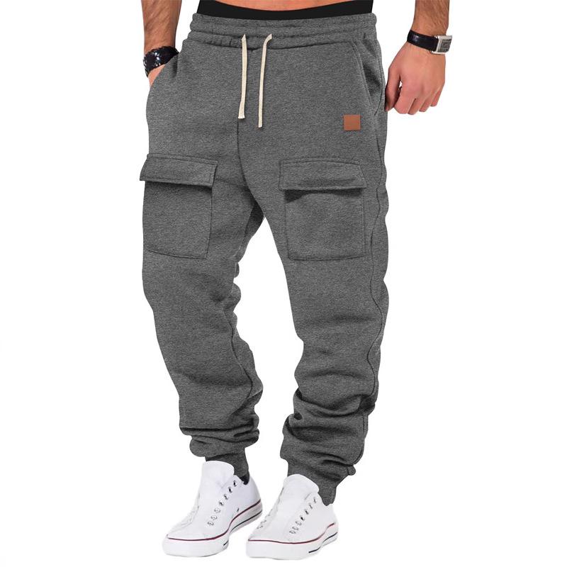 men's-sports-solid-color-multi-pocket-sweatpants