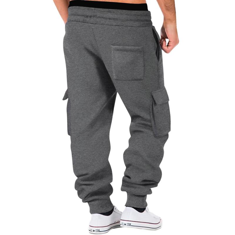 men's-solid-color-sports-multi-pocket-sweatpants