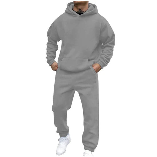 Casual Loose Fleece Long-sleeved Hoodie Sweatpants Set