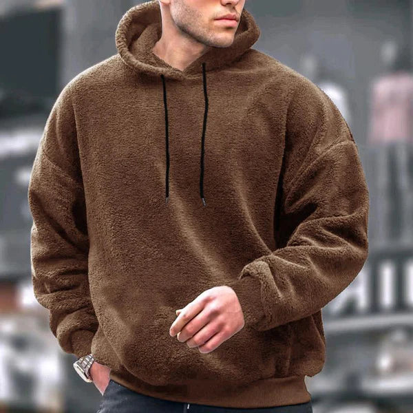 Solid Plush Loose Long Sleeve Casual Hoodie