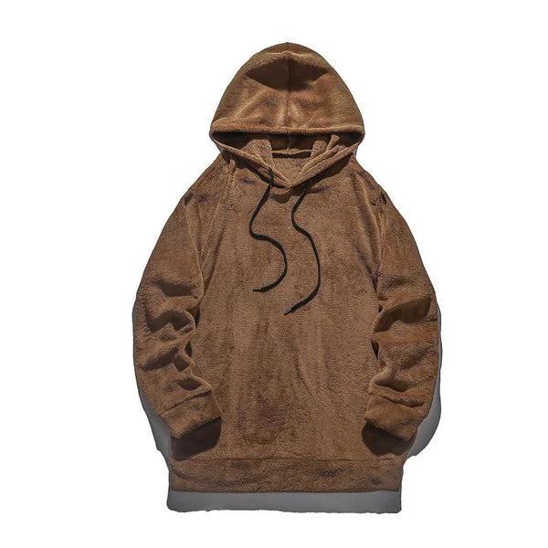 Solid Plush Loose Long Sleeve Casual Hoodie