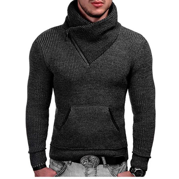 Long Sleeve Turtleneck Pocket Knit Sweater