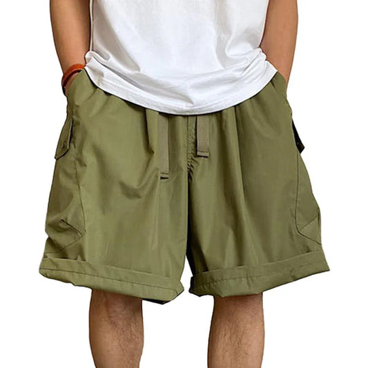 Loose Multi-pocket Elastic Waist Cargo Shorts