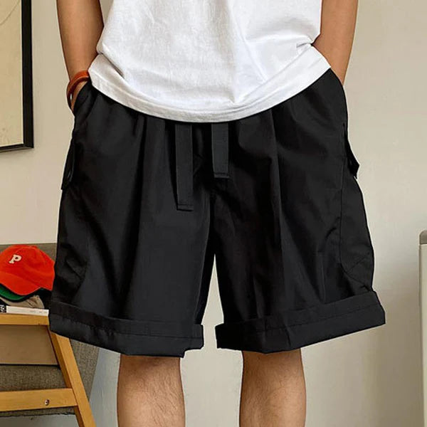 Loose Multi-pocket Elastic Waist Cargo Shorts