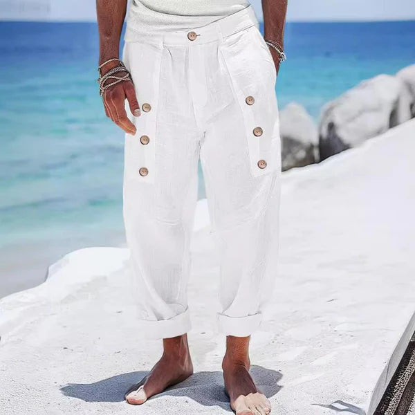 Casual Linen Button-Down Pants