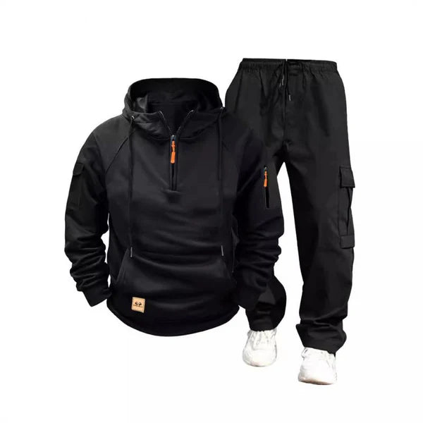 Casual Solid Color Hooded Sweatshirt and Pants Set