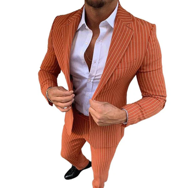 Retro Casual Striped Suit Two-Piece Suit