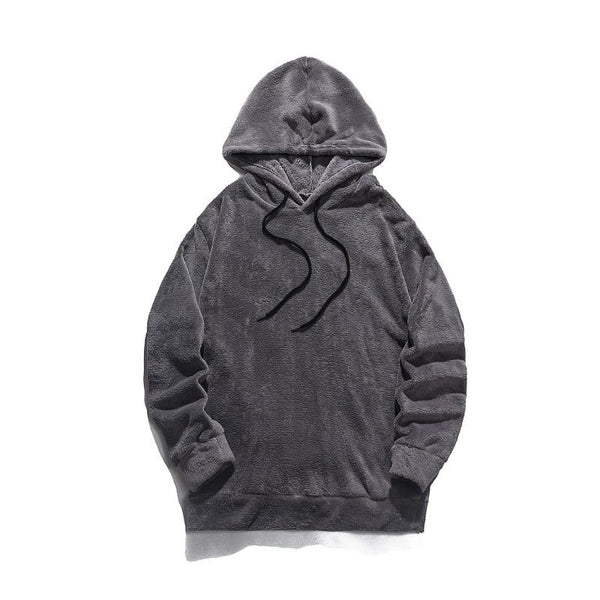 Solid Plush Loose Long Sleeve Casual Hoodie