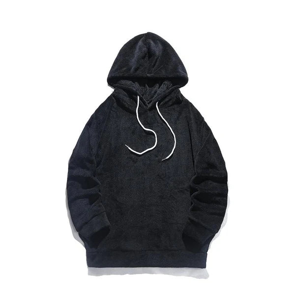 Solid Plush Loose Long Sleeve Casual Hoodie