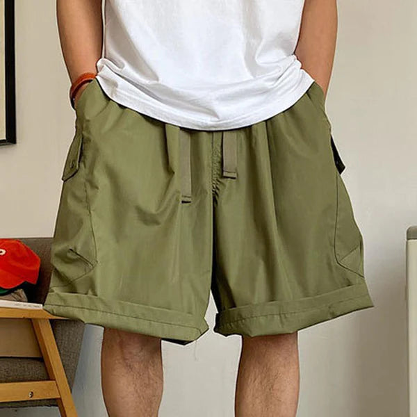 Loose Multi-pocket Elastic Waist Cargo Shorts