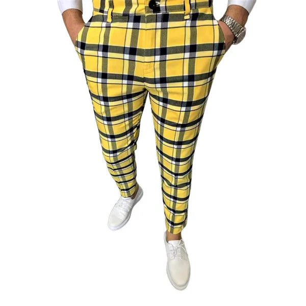 Casual Plaid Printed Suit Pants