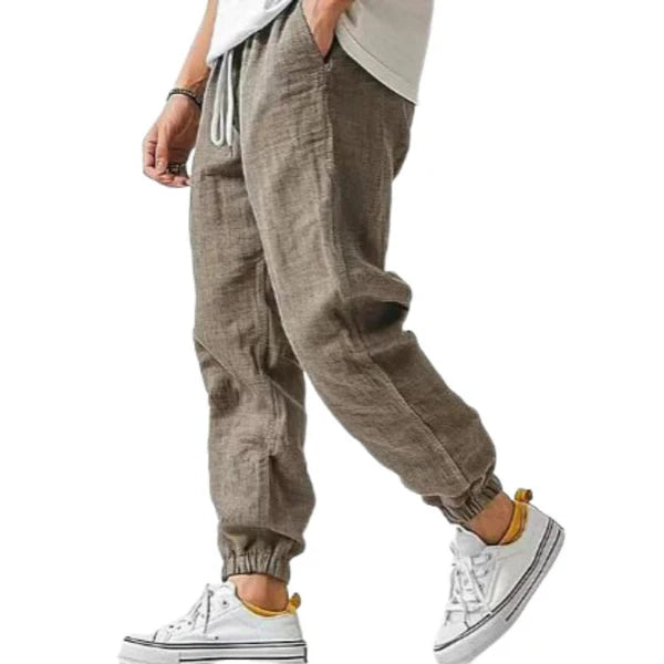 Casual Cotton Linen Slim Fit Elastic Waist Pants