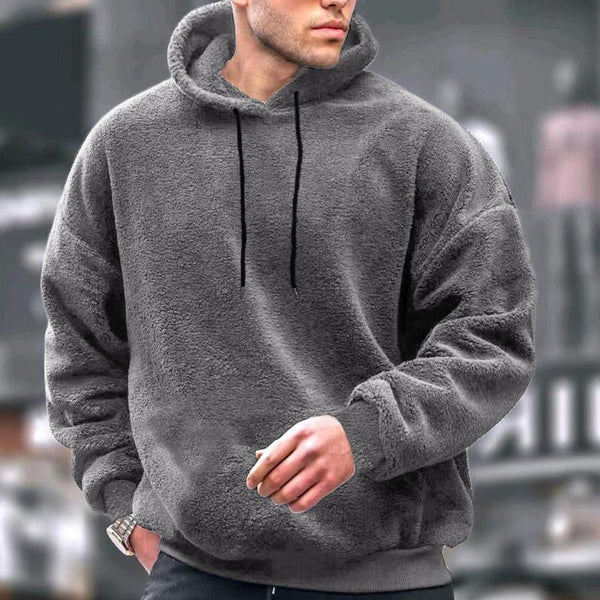 Solid Plush Loose Long Sleeve Casual Hoodie