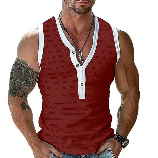 men's-casual-striped-henley-collar-slim-fit-tank-top