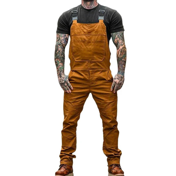 Retro Casual Solid Color Workwear Overalls