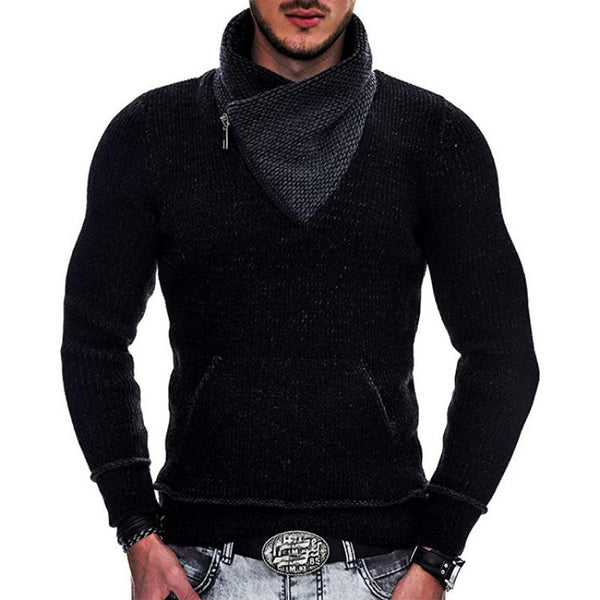 Long Sleeve Turtleneck Pocket Knit Sweater