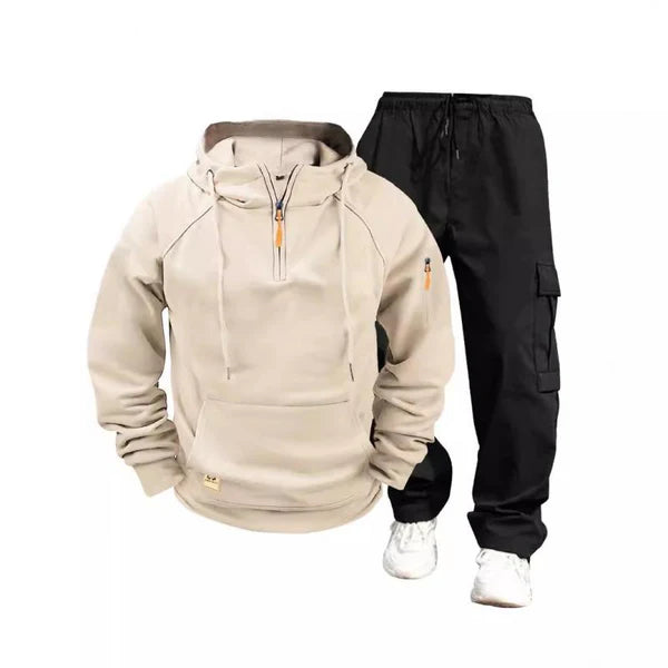 Casual Solid Color Hooded Sweatshirt and Pants Set