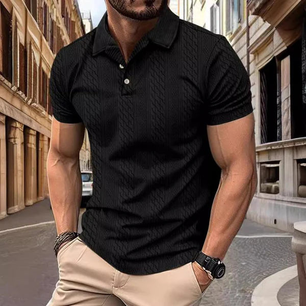 Jacquard Texture Short-Sleeved Polo Shirt