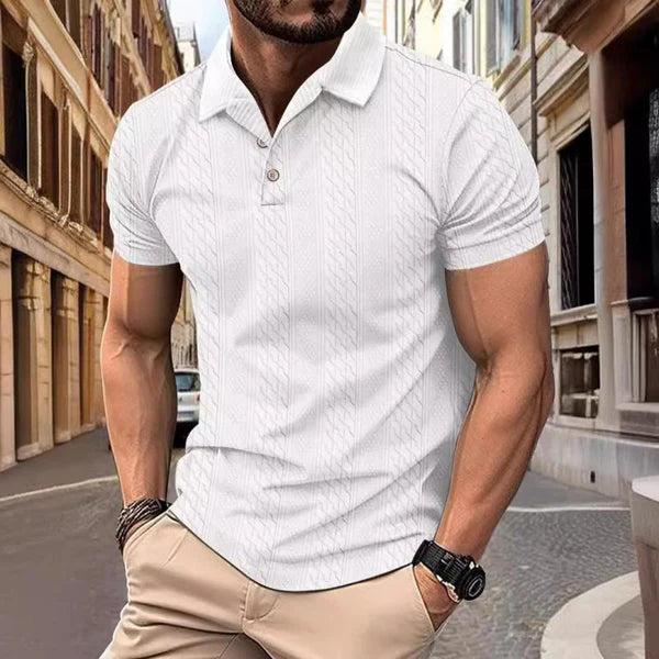 Jacquard Texture Short-Sleeved Polo Shirt