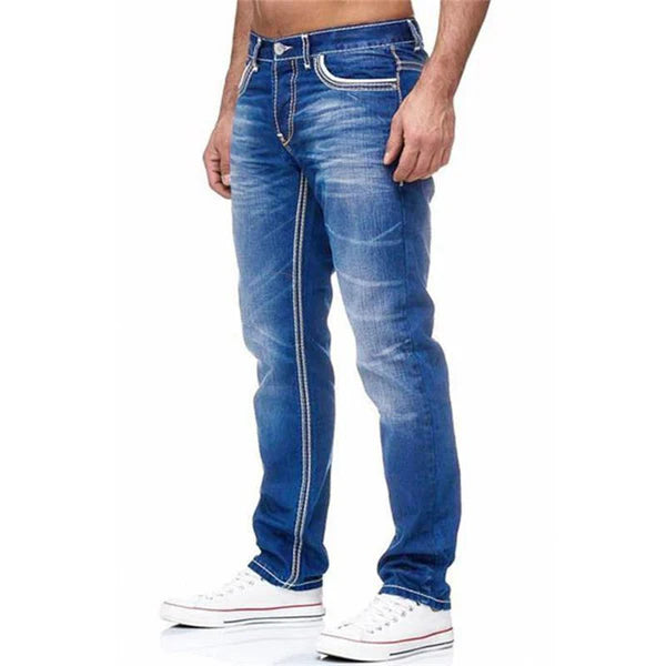 Fashion Distressed Slim Double Stitching Casual Jeans