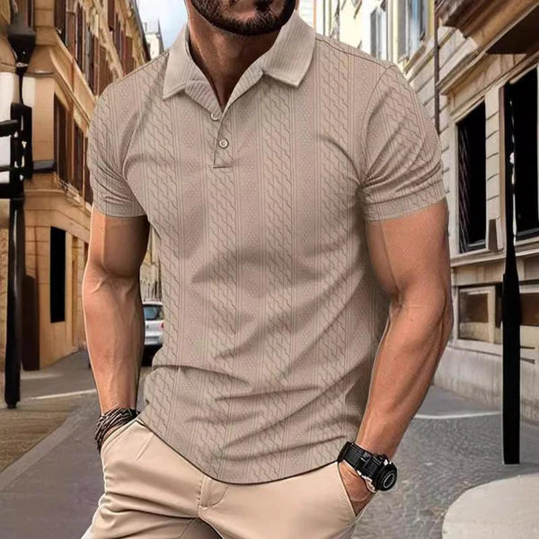 Jacquard Texture Short-Sleeved Polo Shirt