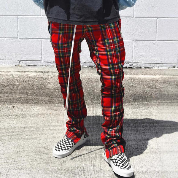 Fashion Scottish Checked Slim Elastic Waist Casual Pants