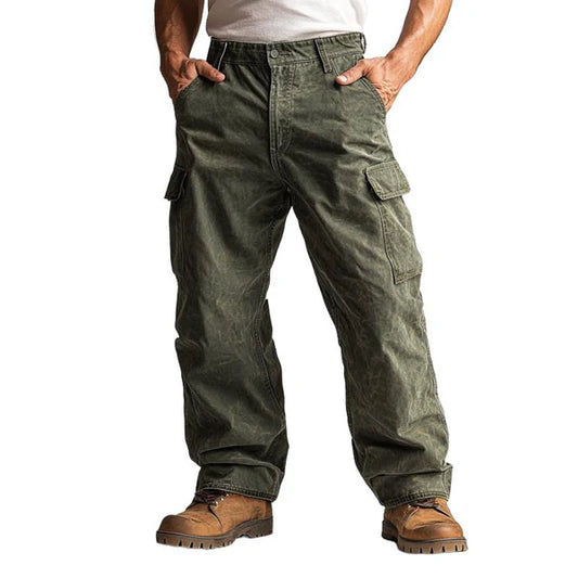 Vintage Solid Color Multi-Pocket Cargo Pants