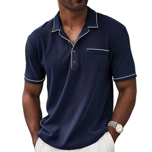 Colorblock Lapel Short Sleeve Polo Shirt