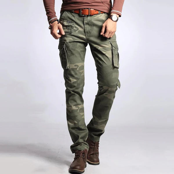 Camouflage Multi-pocket Cotton Slim Cargo Pants