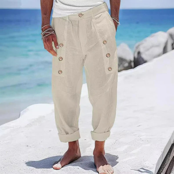 Casual Linen Button-Down Pants