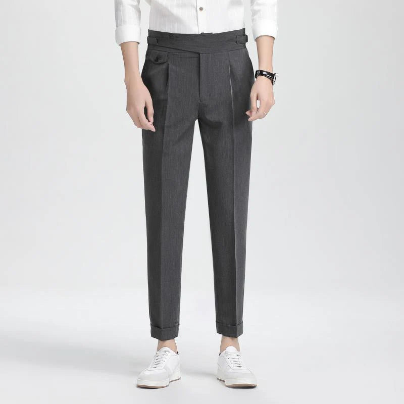 Neapolitan High Waist Slim-Fit Cropped Business Pants