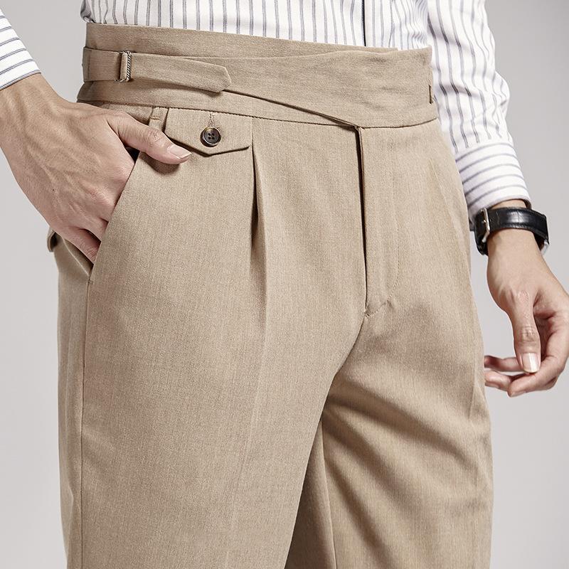 Neapolitan High Waist Slim-Fit Cropped Business Pants