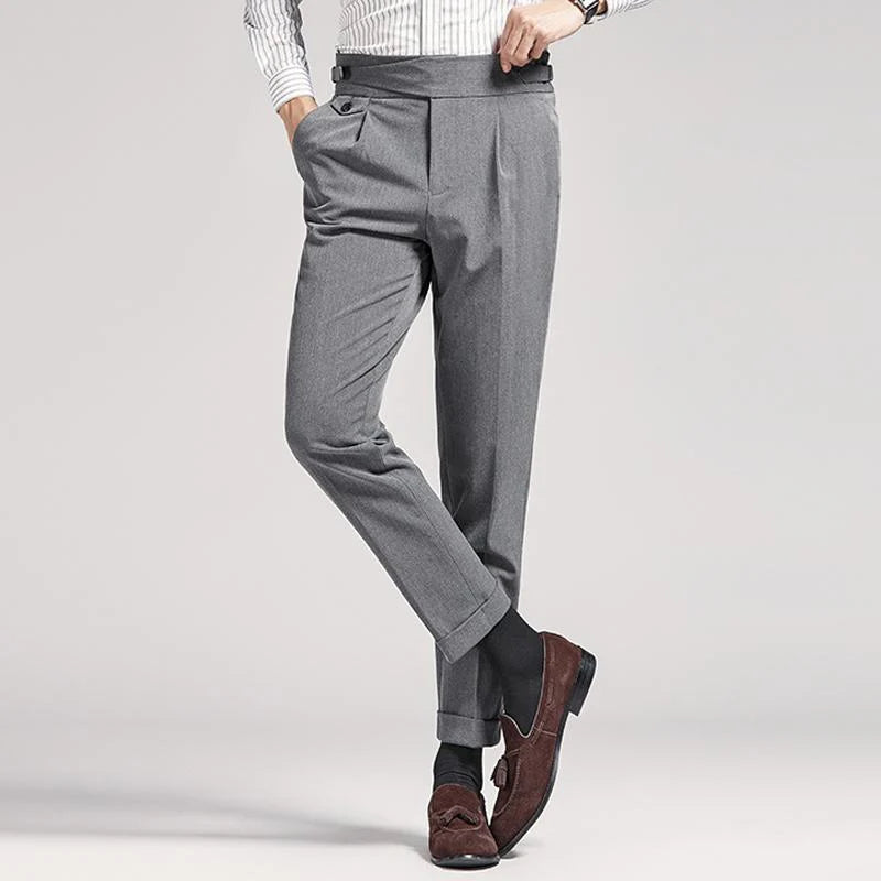 Neapolitan High Waist Slim-Fit Cropped Business Pants