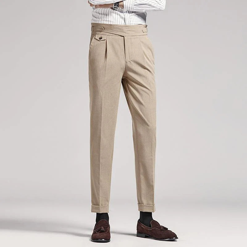 Neapolitan High Waist Slim-Fit Cropped Business Pants