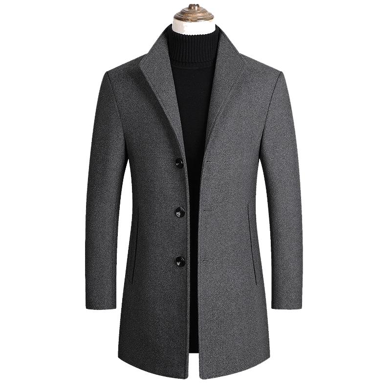 Men's Lapel Single Breasted Woolen Coat