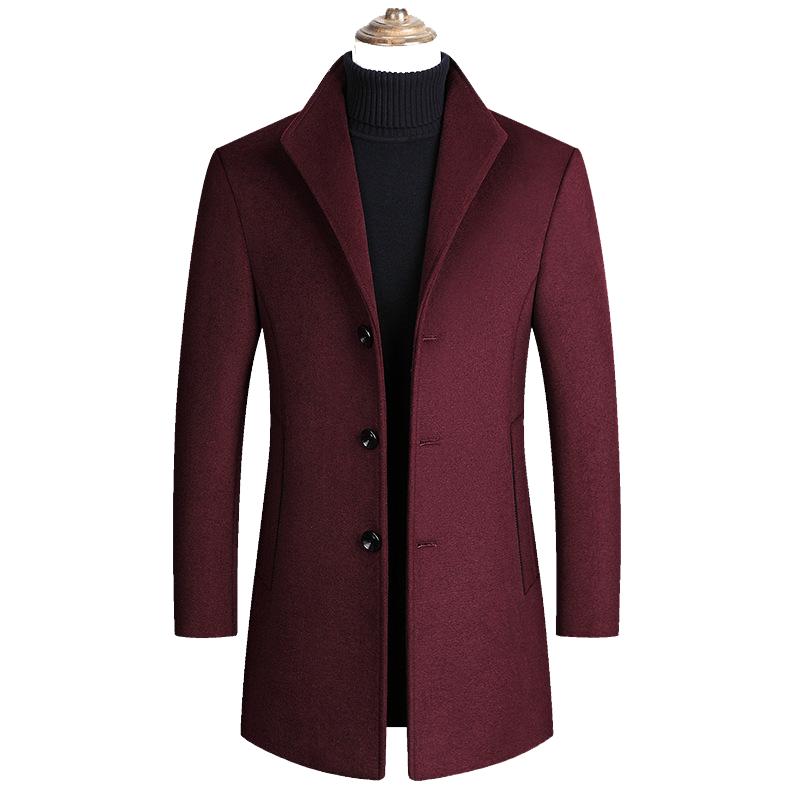 Lapel Single Breasted Woolen Coat - DUVAL