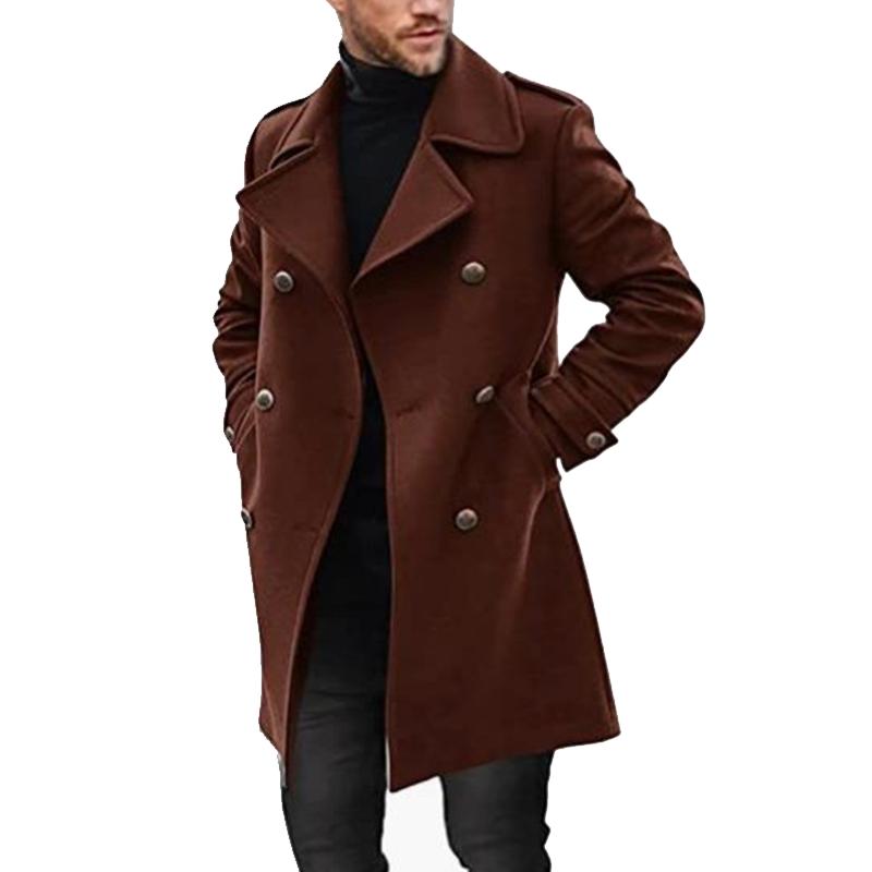 Lapel Double Breasted Mid-length Coat - DUVAL