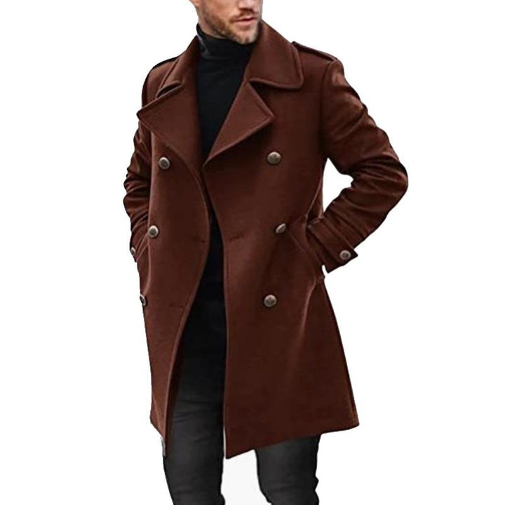 Lapel Double Breasted Mid-length Coat - DUVAL