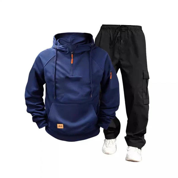 Casual Solid Color Hooded Sweatshirt and Pants Set