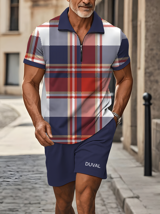 Polo Short Sleeve Zipper Two-Piece Set