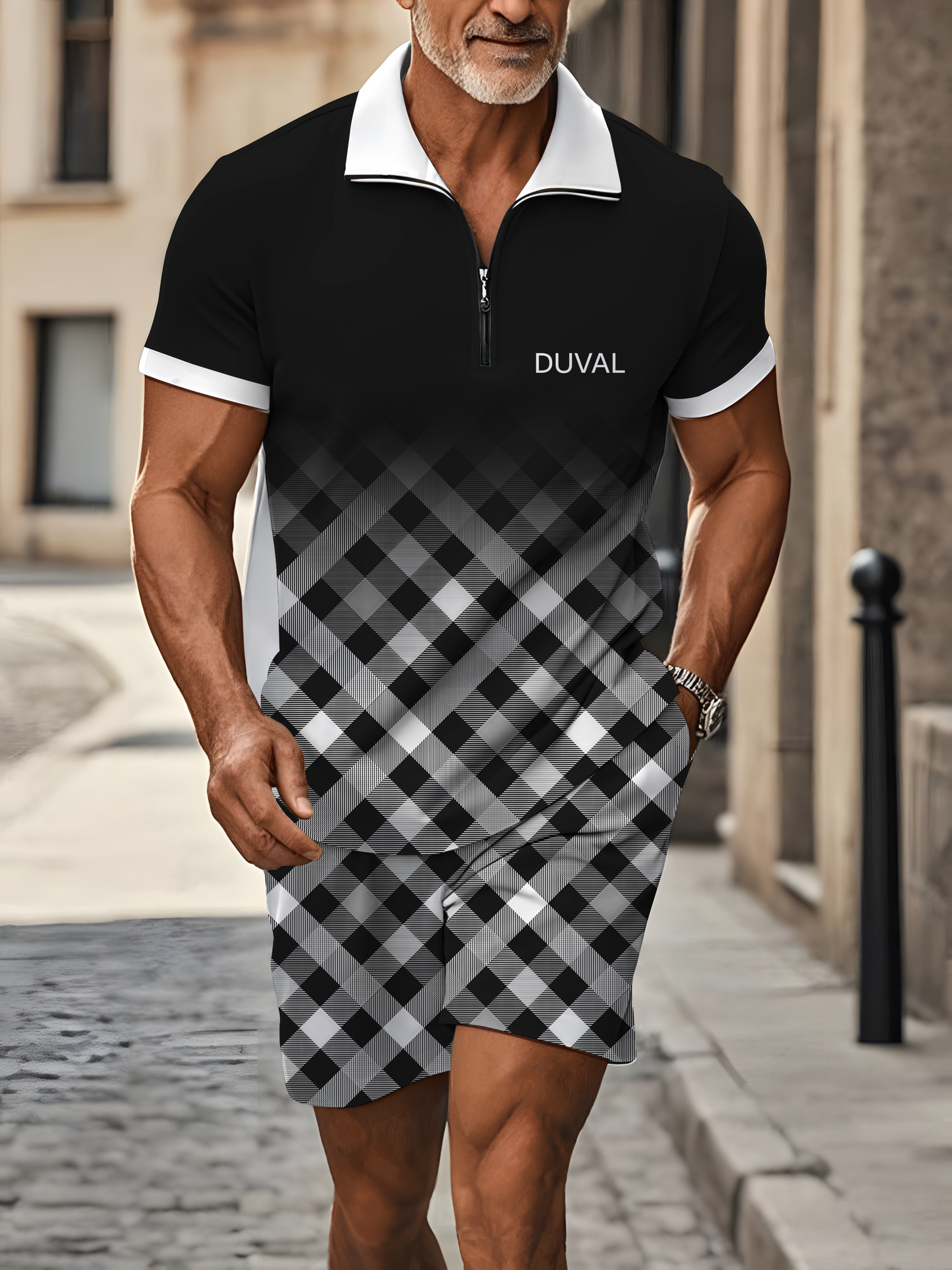Polo Short Sleeve Zipper Two-Piece Set