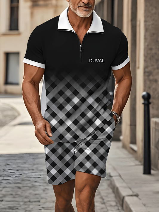 Polo Short Sleeve Zipper Two-Piece Set