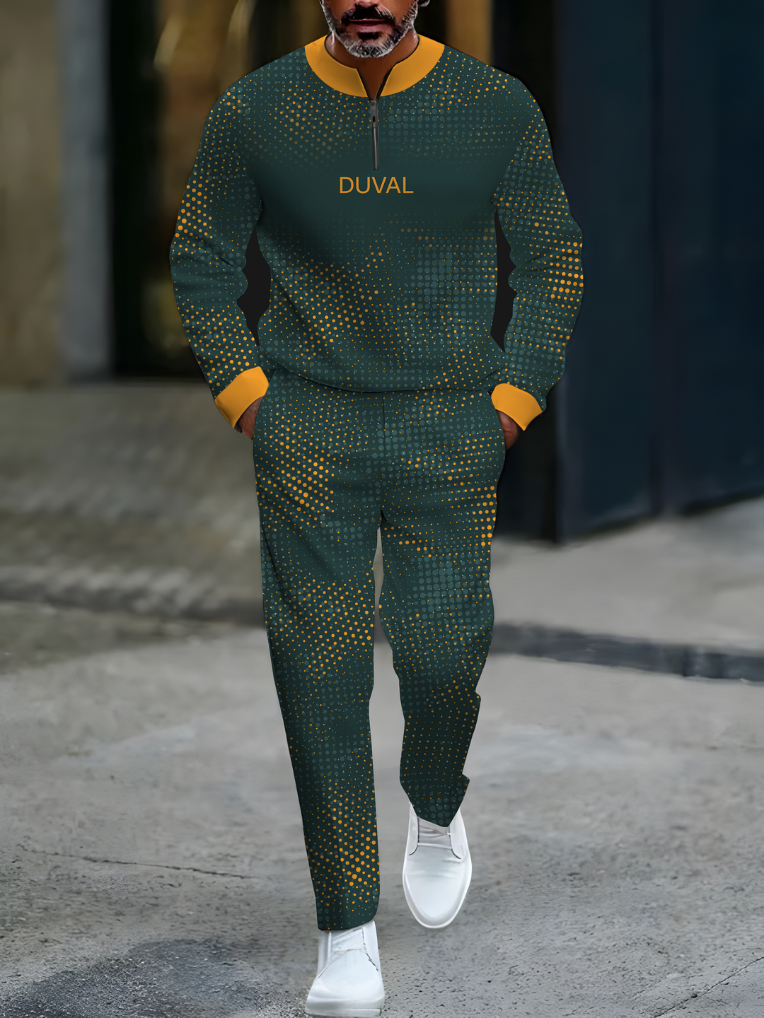 Zipper Long Sleeve Long Pants Two-Piece Set - DUVAL