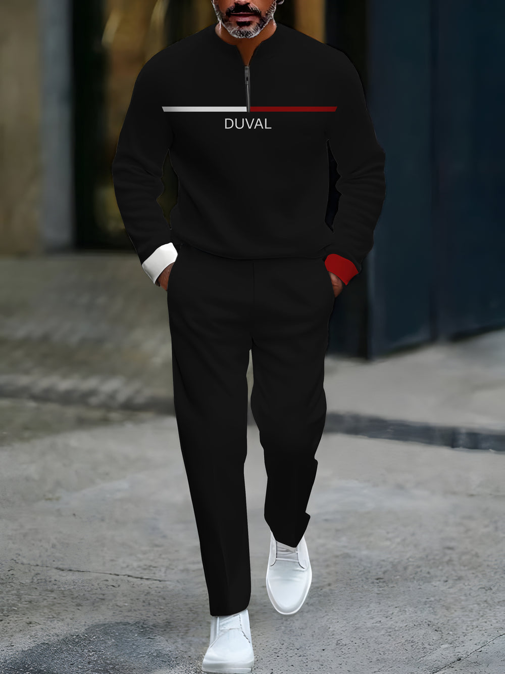 Long Sleeve Zipper Two-piece Set - DUVAL