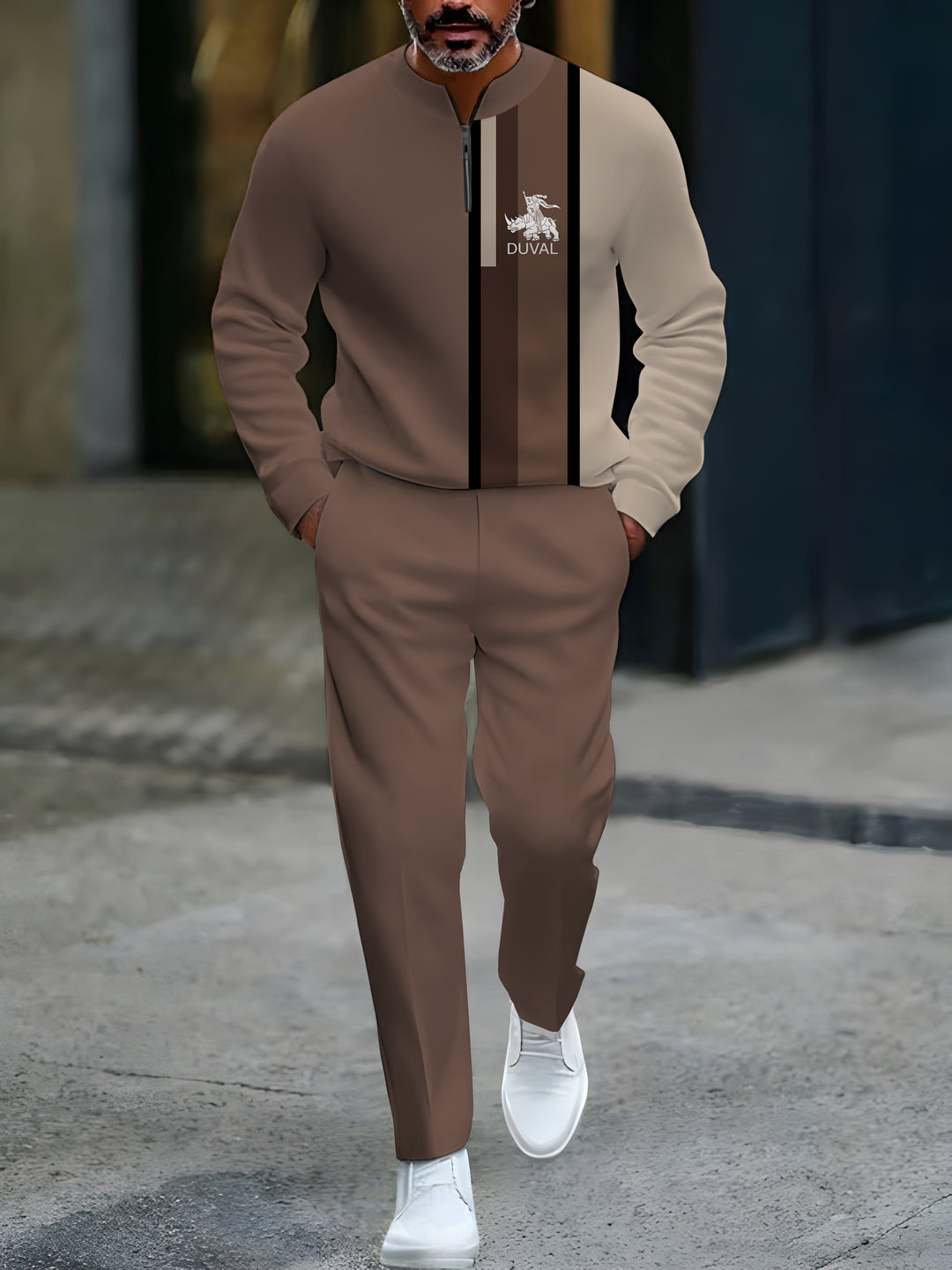 Long Sleeve Zipper Two-piece Set - DUVAL