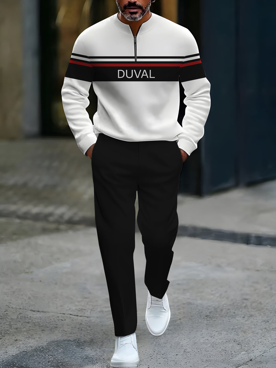 Long Sleeve Zipper Two-piece Set - DUVAL