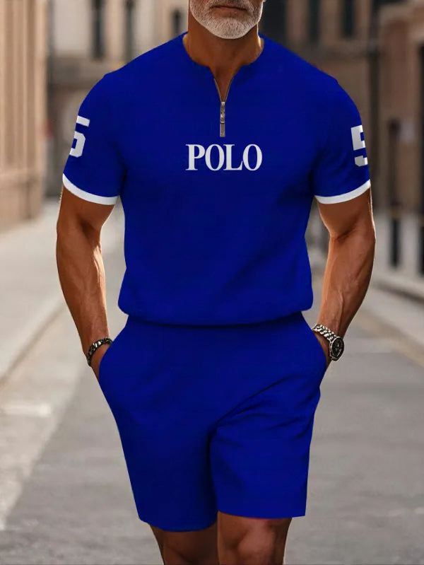 Short Sleeve Zipper Two-piece Set - DUVAL