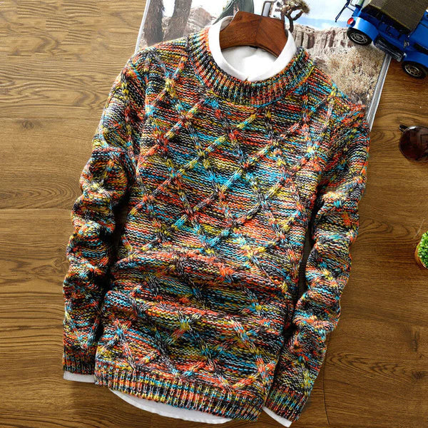 Round Neck Coloring Knit Sweater