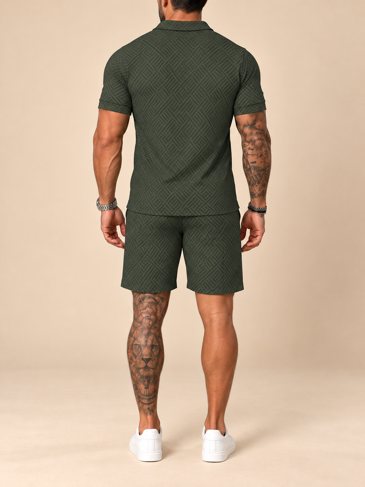 Leisure Green Polo Shirt And Shorts Co-Ord – back view